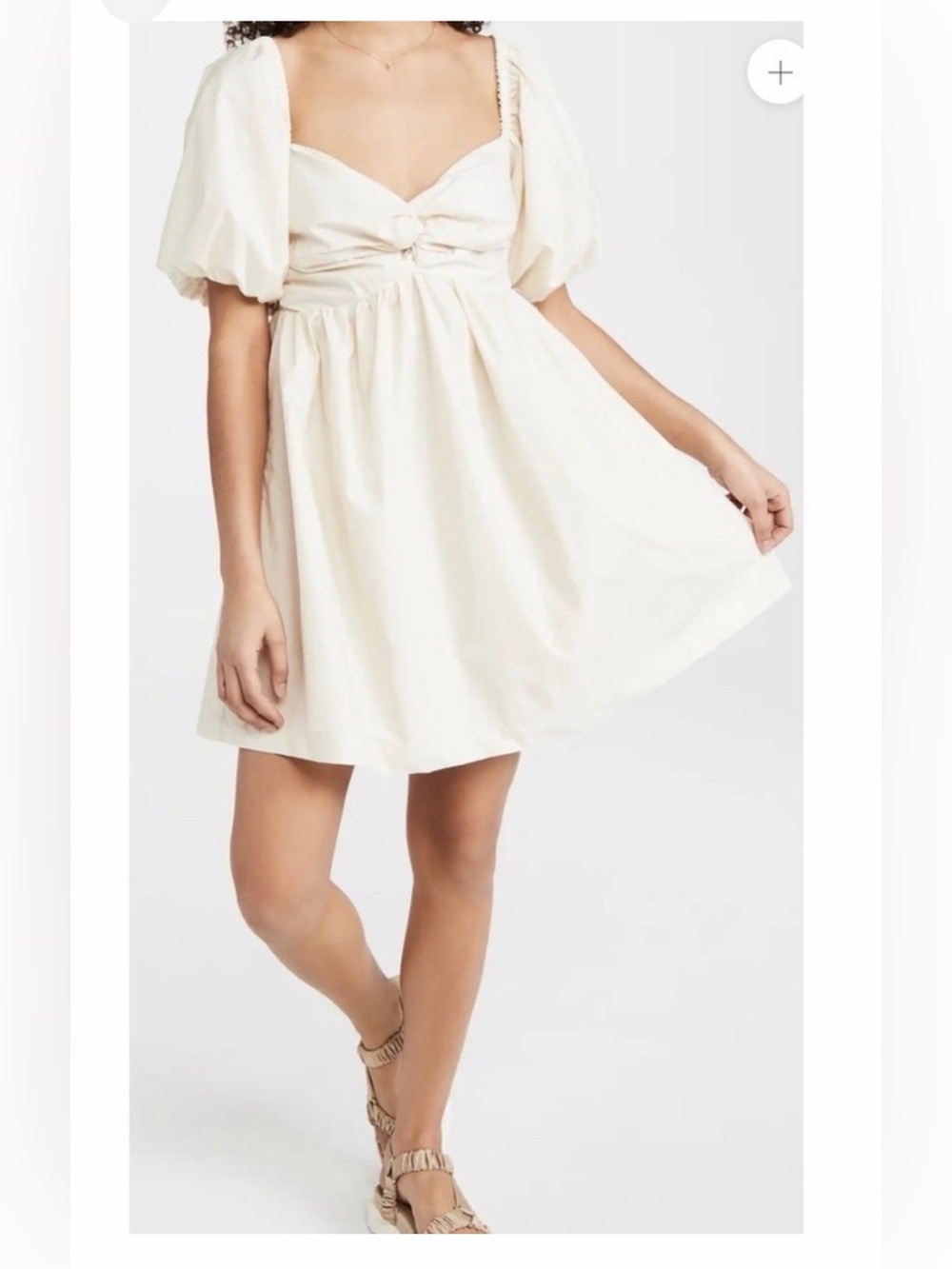 NWT En Saison Puff Sleeve Cream Mini Dress size Medium
